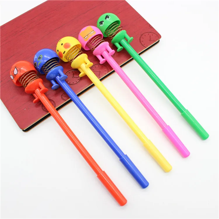 Popular Decompression Toy Spring Shaking Doll Pen  Multi  Signature Pen