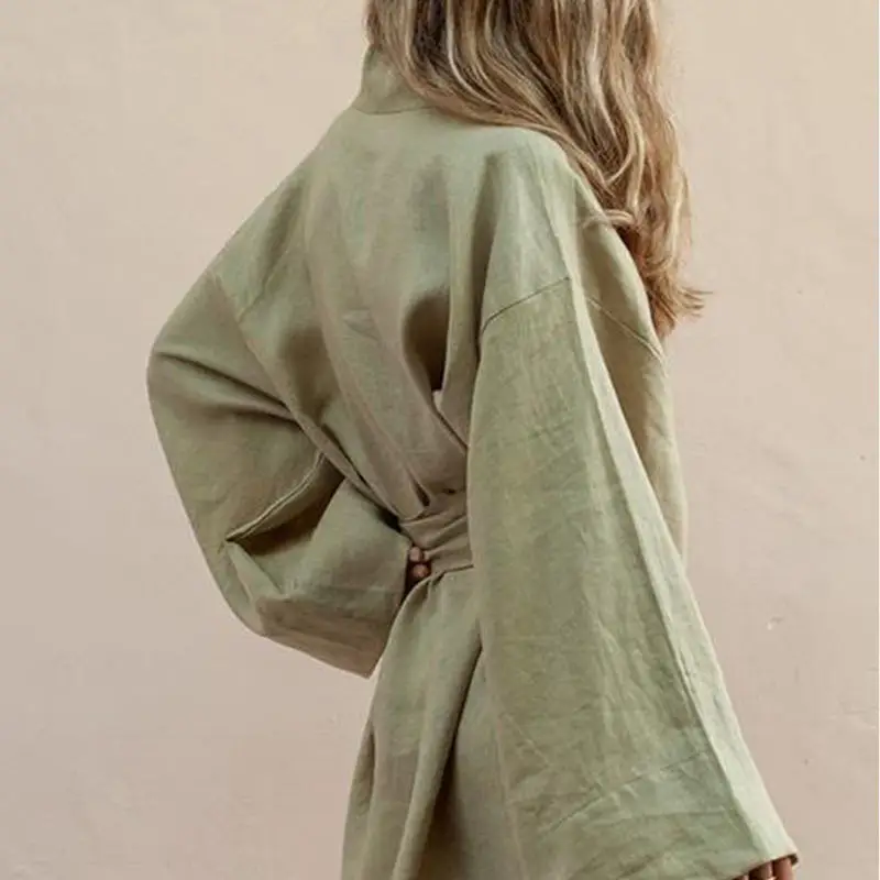 Women Long Blouses 2019 Spring Casual Bandage Cotton Linen Top Ladies Lace-up Loose Shirts Chic Solid White Oversize Blouses