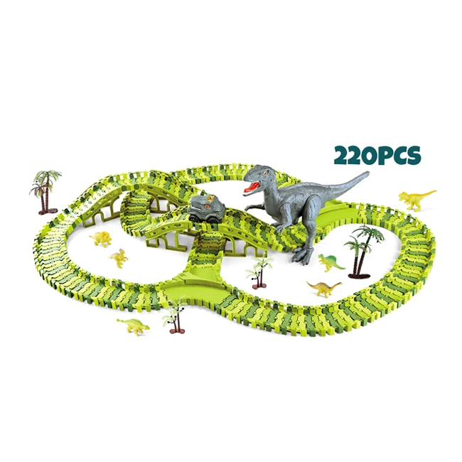 220PCS assemble diy track set toys plastic rail simulate dinosaur world for kids dinosaur race track
