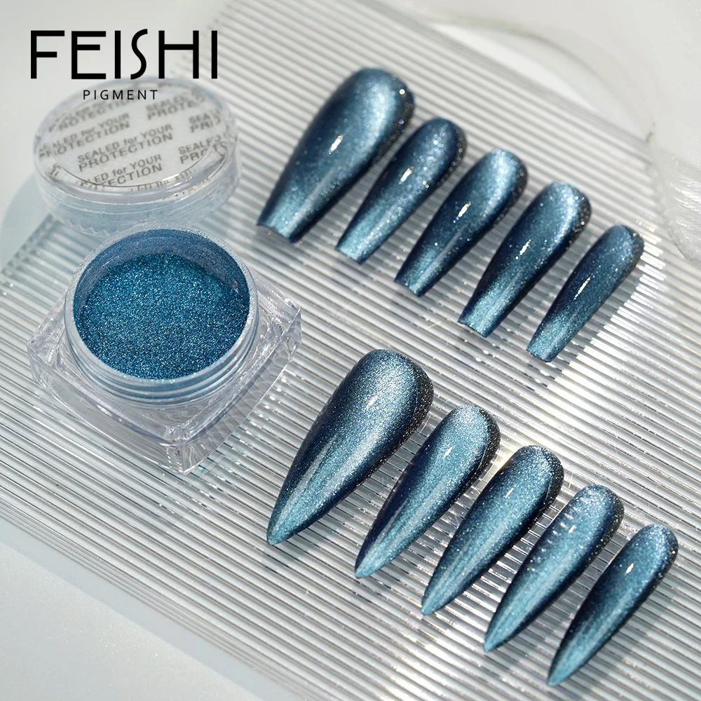 Feishi 2022 горячая Распродажа Модный Цветной пигмент для ногтей Магнитный дизайн синий Кошачий
