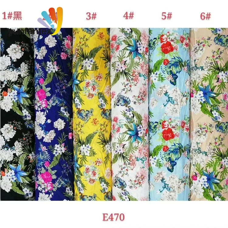 
2019 Wholesale cheap 100% printed viscose spandex fabric for women garments 