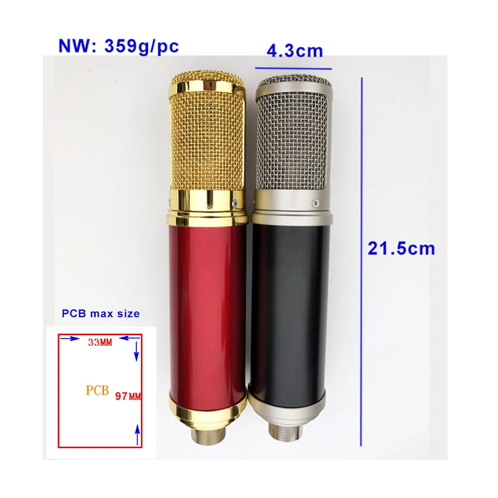 Custom Red Gold Large Diaphragm Condenser Recording  Microphone Shell Body Brand Repair Parts Replacement
