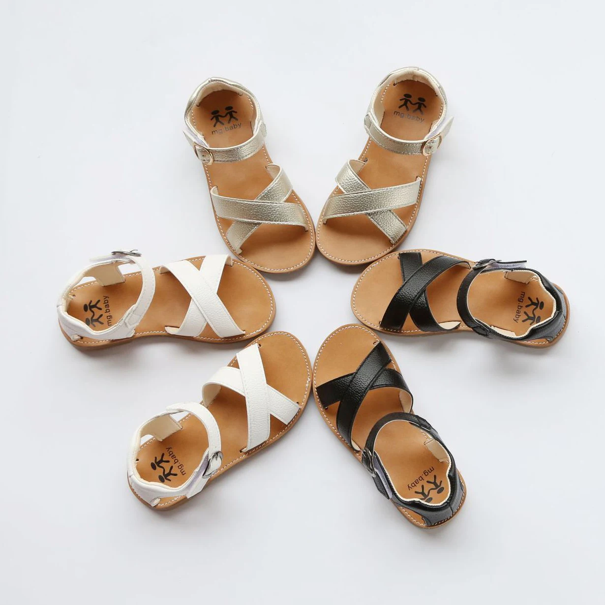 Kid girl Sandals cross strap toddler Girls flat Sandals