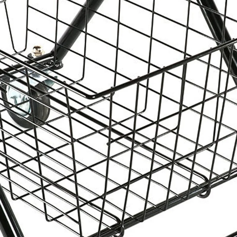 Foldable Metal Electronic Shopping Trolley Grocery Stores Double Baskets Collapsible Shopping Trolley with Big Wheel