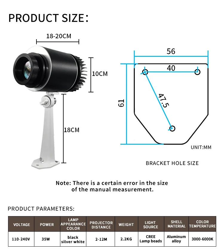 Custom Led Light Advertisement Projector 20W Indoor Rotate Led Gobo Logo Projector Light