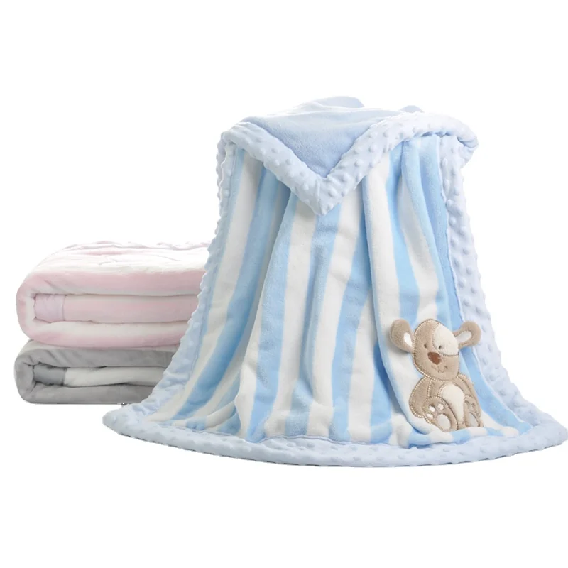 Unisex Polyester Cozy Cuddle Personalized Knit Super Soft 2-ply printing flannel fleece Baby Blanket