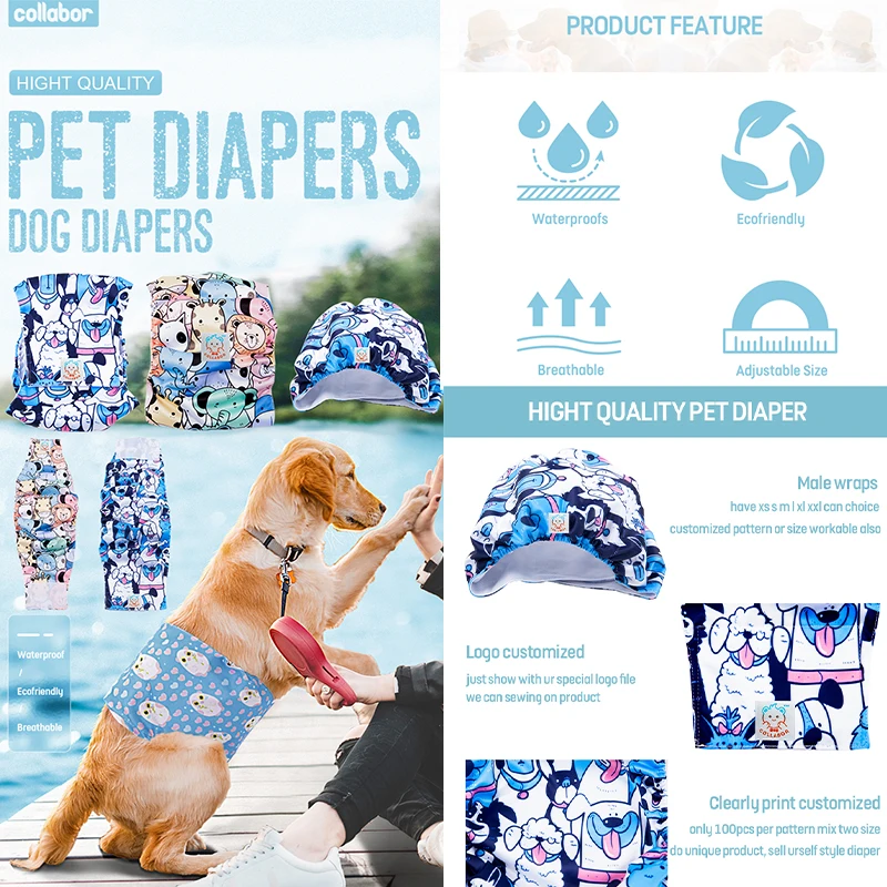 COLLABOR Italian Greyhound Absorbable Pet Pee Pad Diaper Washable Reusable Dog Diaper Convince Dog Pamper Diapers