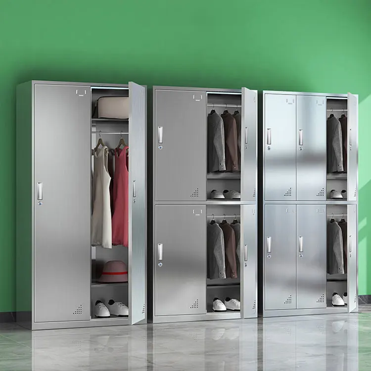 staff gym iron almirah door hostel employes compartment clothes metal stainless cabinet storage europe steel locker home using