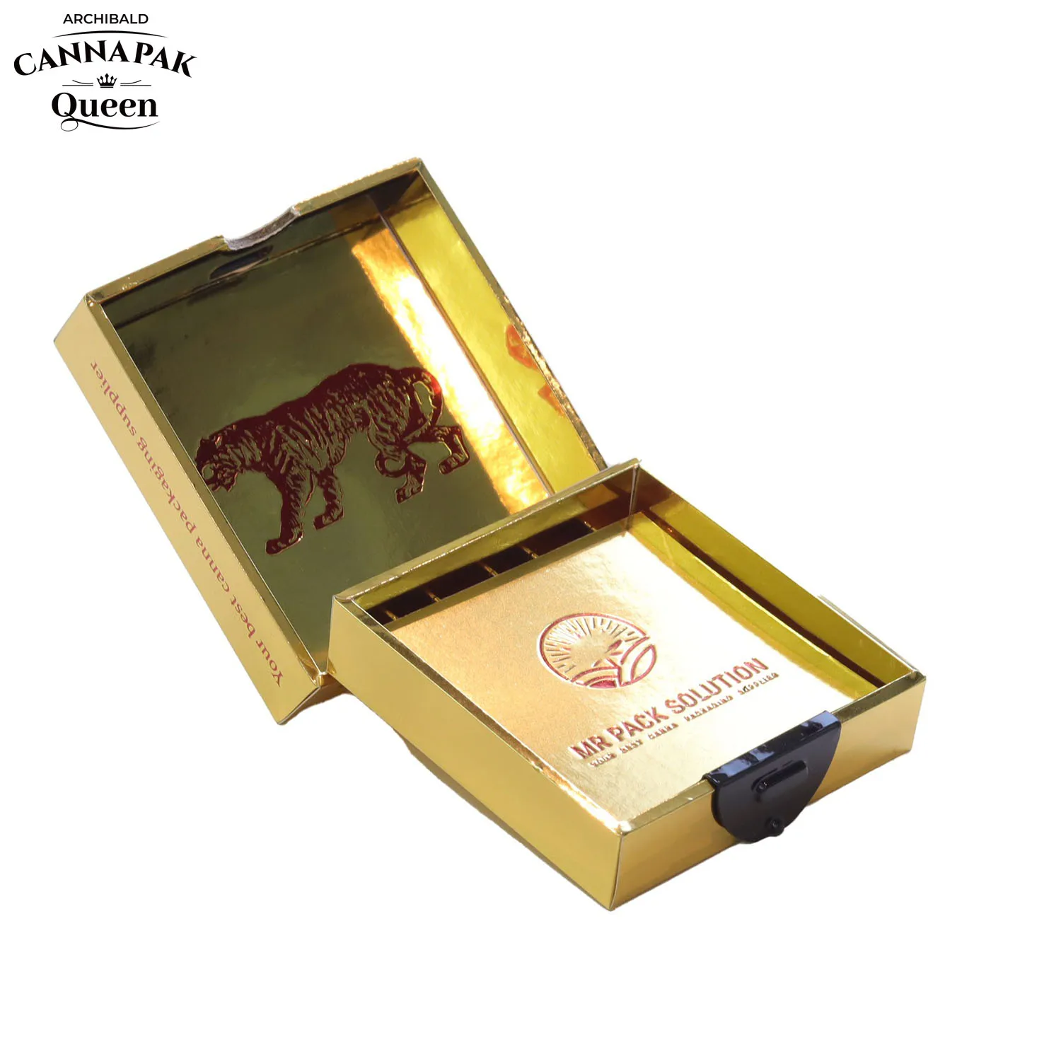 Custom Packaging Pre Roll Tube Display Box Impact-Resistant Magnet Flip Box Golden Cigarette Cartridge Printed Corrugated Boxes