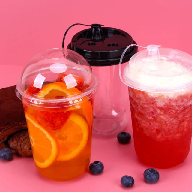 
U shape cup 360ml 500ml 700ml custom logo clear disposable plastic bubble tea food grade PP plastic cup 