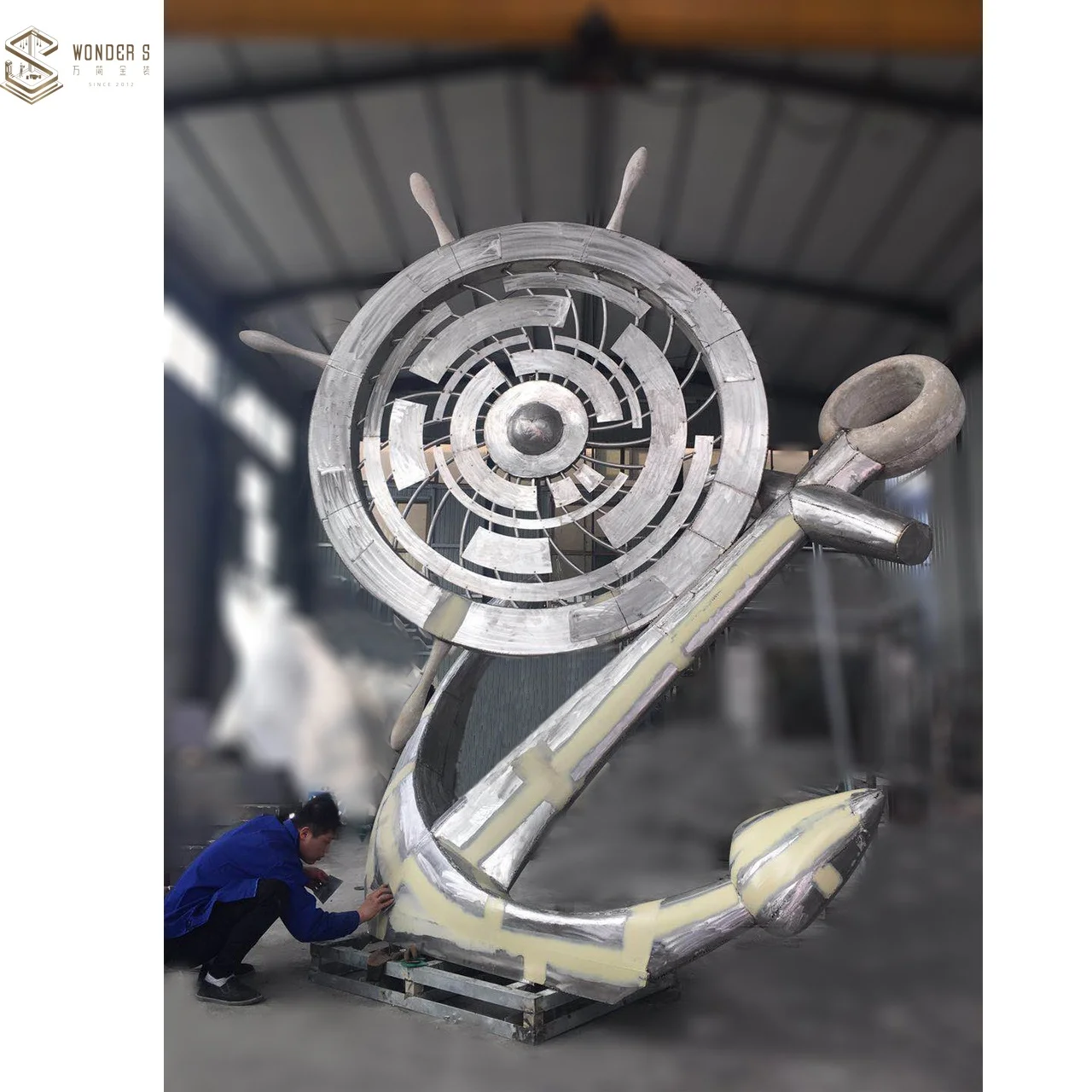 Garden and indoor decor metal animal abstract sculptures mirrored stainless steel deer statues