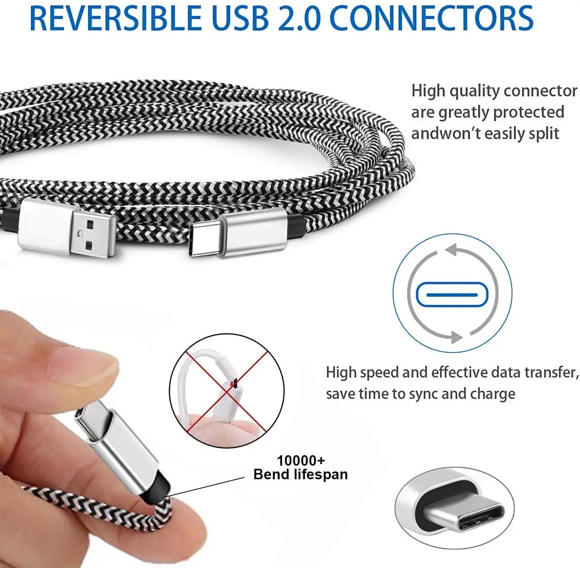 For mobile phone Micro Cable Basics 10 Feet Usb Cable for Phone Nylon Usb 2.4A 1m 2m 3m Nylon Braided 3 in 1 Fast Charging Cable