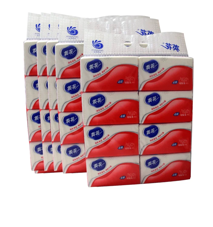 disposable good quality plastic soft packaging 4 ply facial tissue paper