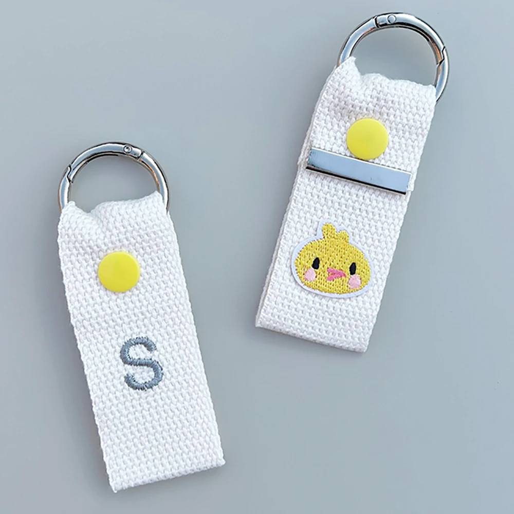 Custom Personalized Embroidered Initial Tag Kids Name Tag Birthday Gift Luggage Tag Keyring Short Canvas Webbing Strap Keychain