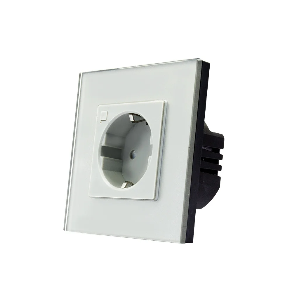 Hot Selling Factory 16A Glass EU Smart Home Zigbee Socket Outlet