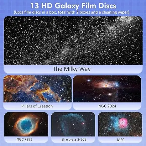 LED planetarium Projector for Bedroom Astronaut Space Projector with 4K Replaceable 13 Galaxy Discs 360 Rotation Real Sky Light
