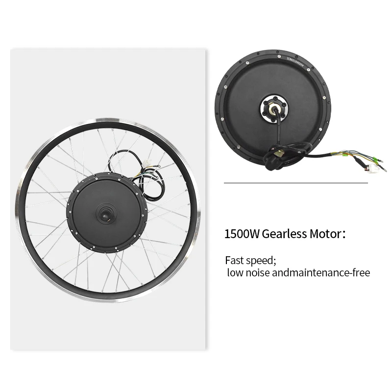 1500W Controller Brushless Direct Motor Ebike Conversion Kit for Bicycle for Rear Wheel 135-170 Frame Dropout