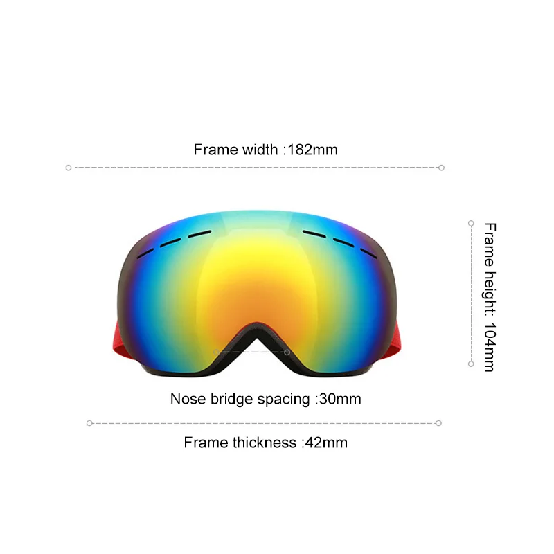 Factory UV400 Snowmobile Glasses Double Anti-Fog Goggles Snow Goggles Custom Logo Snowboard Ski Goggles Sports Sunglasses Men