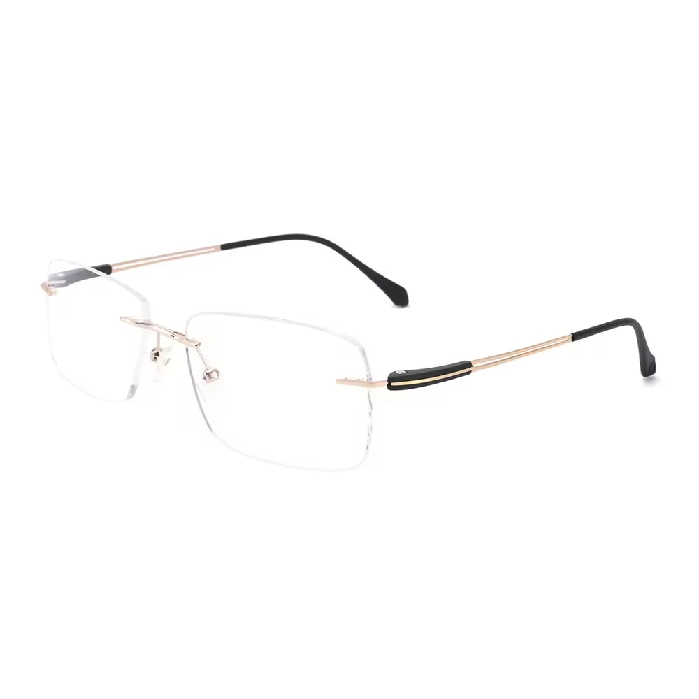 DC8011 Unisex Elastic Stainless Steel Temple Rimless Optical Frame