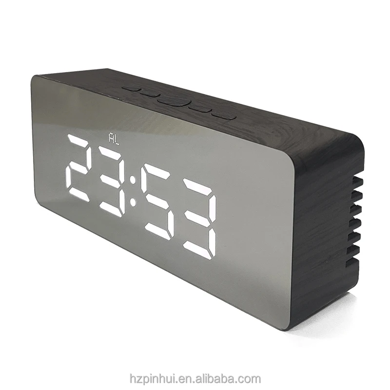 Amazon Ebay popular selling digital mirror temperature snooze USB table alarm clock with LED display