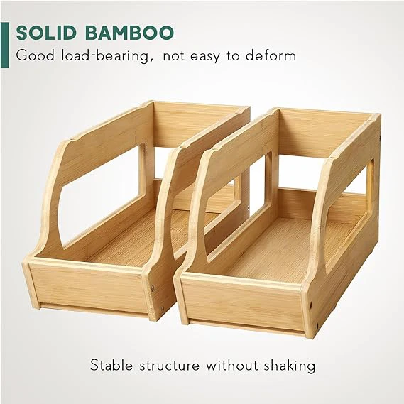 Bamboo Can Organizers and Storage for Pantry Soda Can Organizer Beverage Drink Holders Stackable Canned Goods Organizer
