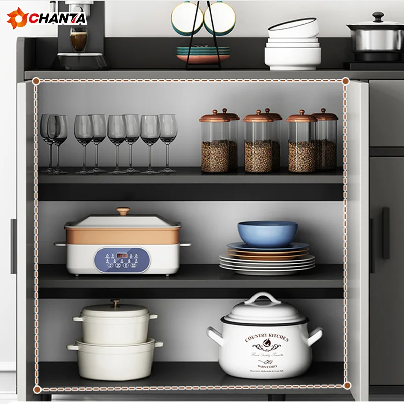 Modern Luxury Home Kitchen Dinning Room Furniture Storage Buffet Cabinets Glass Wooden Sideboard