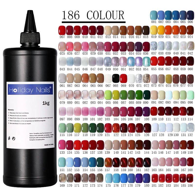 186 colors 1 kg wholesale supplier custom logo private label Oem colors soak off nails UV nail polish gel in stock