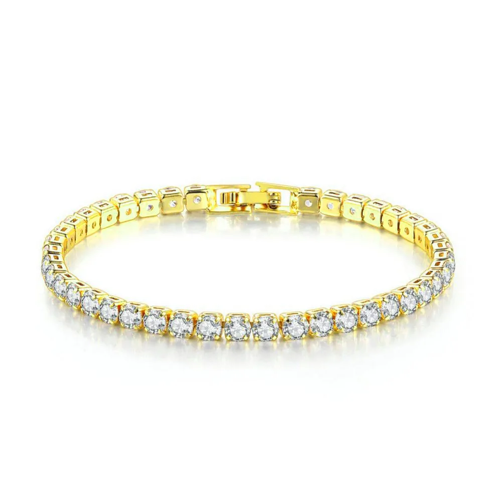 Hip Hop CZ Tennis Bracelet Silver Gold Rose Gold Plated Iced Out Cubic Zircon Ankle Bracelet for Women