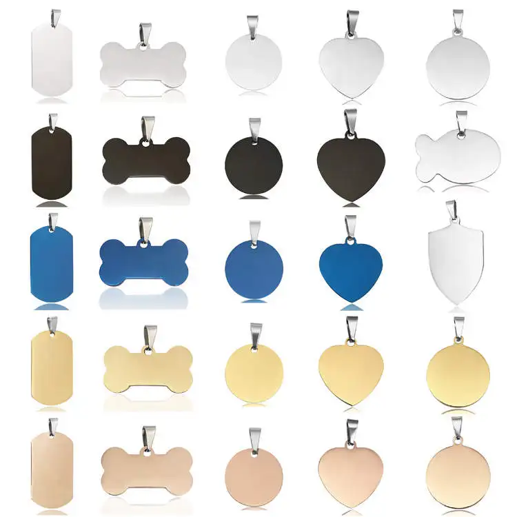 KINDABADGE New 2024 Stainless Steel Dog ID Tags Pet Dog Cat Heart Round Circular Shape Metal Tags Name Plate for laser engrave