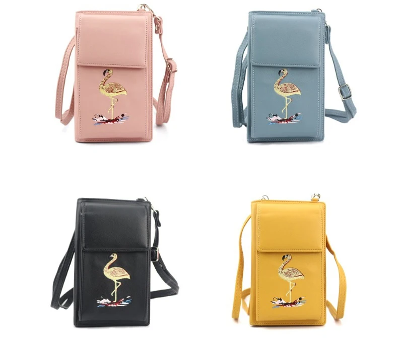 
PB012 Hot sale fashion printing pu leather ladies small crossbody cell phone wallet card holder 