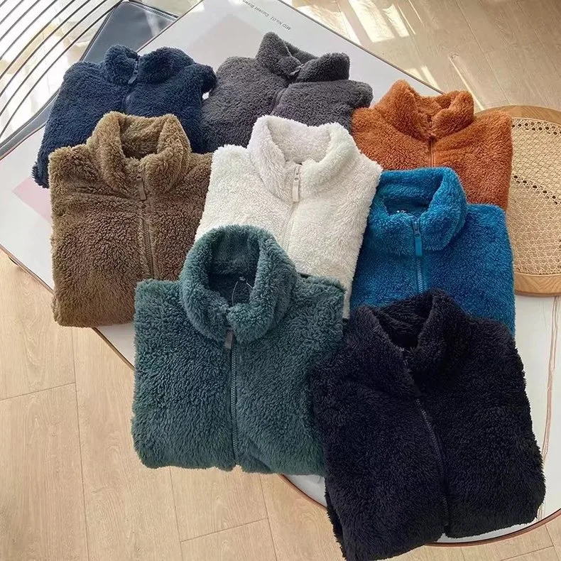 Wholesale Blank Sherpa Wool Jacket Fleece Zip Up Jacket Custom Women Men Sherpa Zip Fleece Jacket