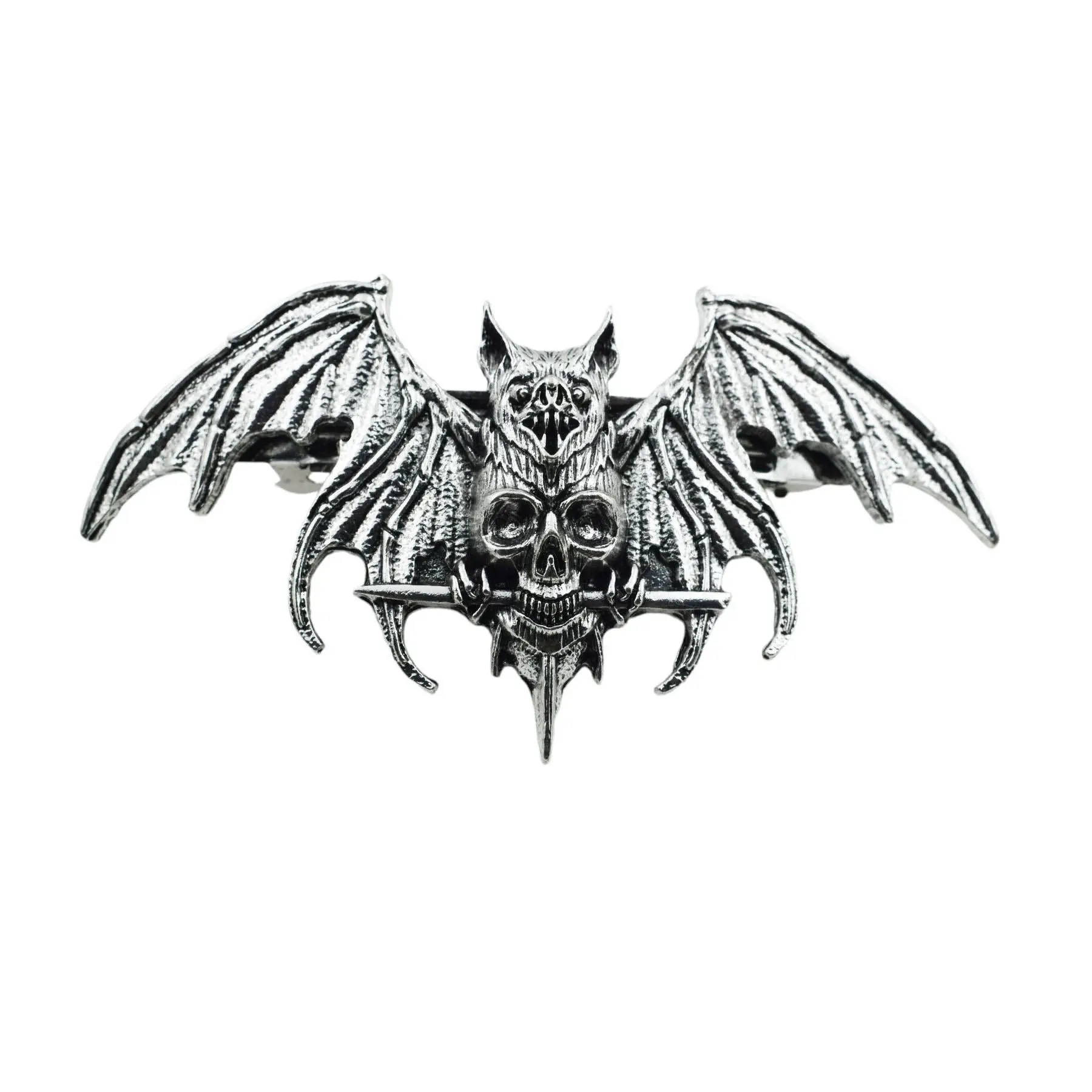 2024 New Arrival Dark Style Vintage Bat Wings Skull Pendant Witchy jewelry Animal Flying Bat Pagan Goth Hairclip Crafts