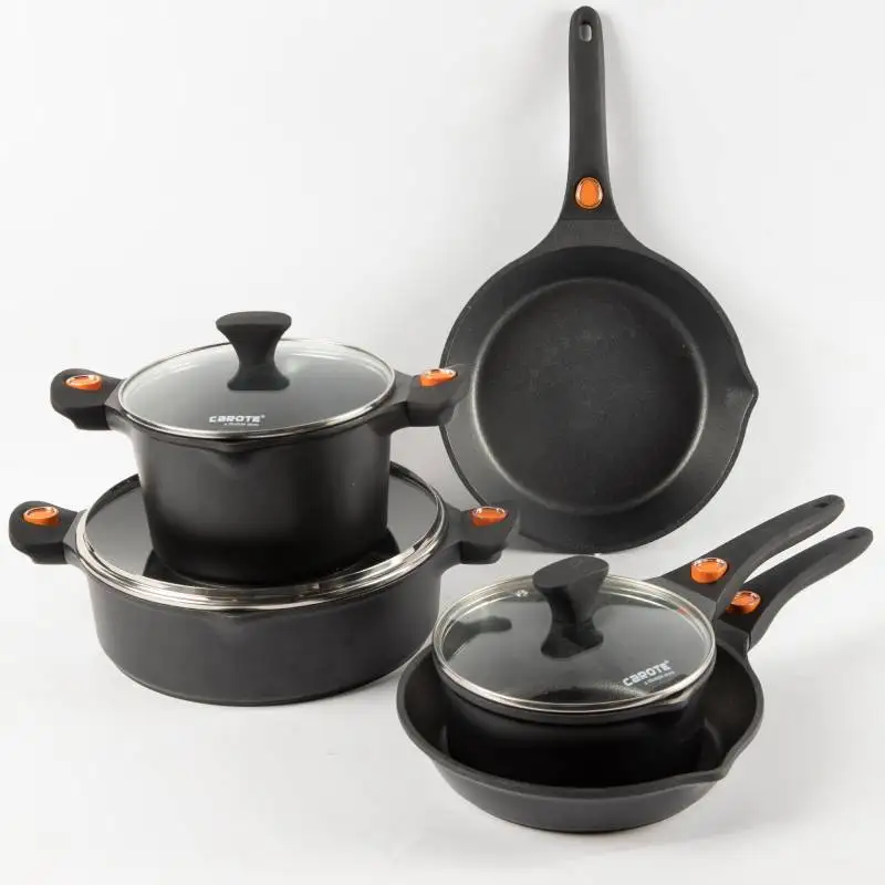  Новый дизайн Carote съемная ручка из литого алюминия Frypan кастрюля набор посуды с антипригарным покрытием