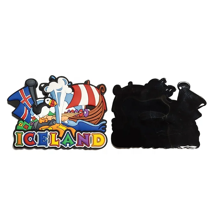 Custom Designed 3D Soft PVC Rubber Refrigerator Medium Size Iceland Country Flair Tourist Souvenir Anniversaries Custom Logo