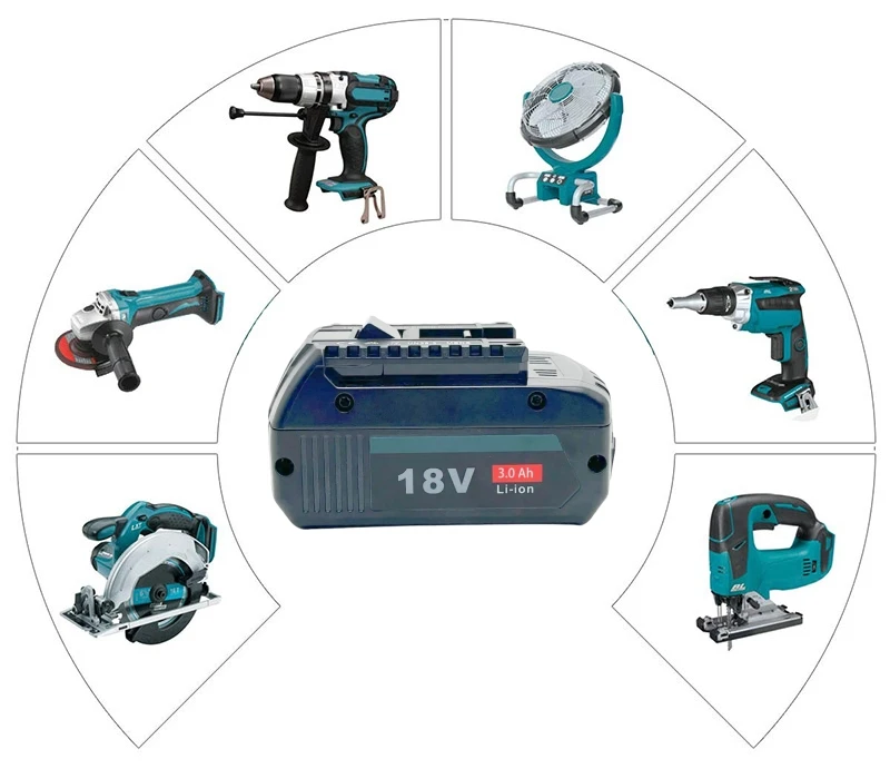 Compatible with Various 18v Power Tools High Discharge Rate Batteries 18V 3AH Lithium Battery Pack for BOSCH