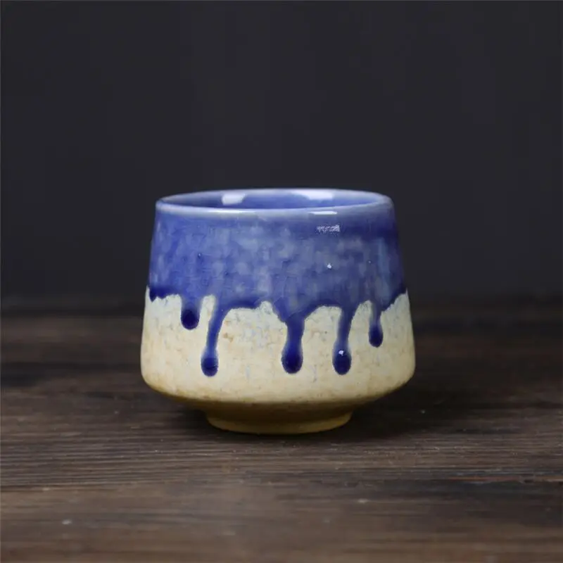 Japanese Retro Stoneware Teacup Colorful Vintage Coarse Pottery Countertop Ecocoffee Porcelain Ceramic Mug Cup Without Handle