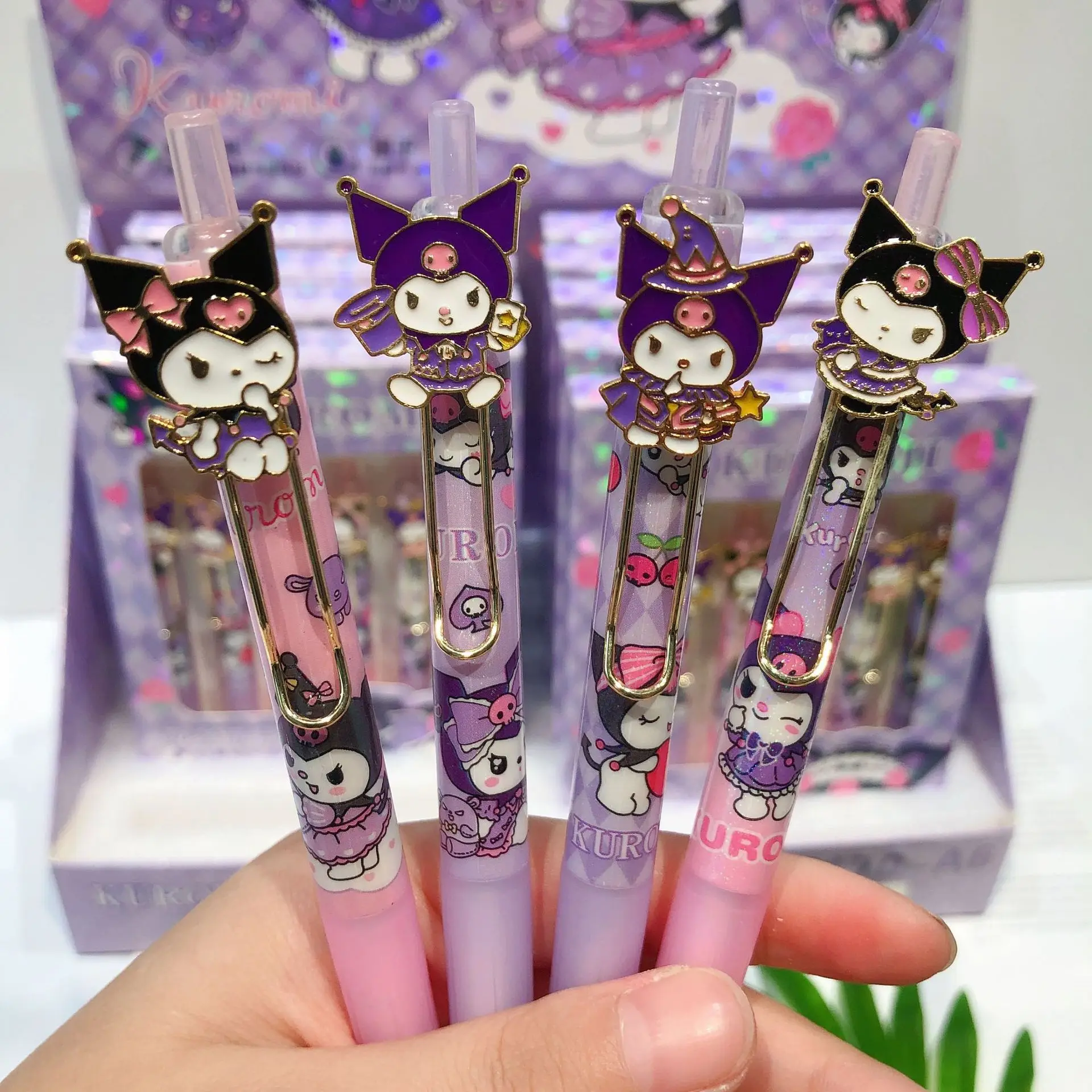 DHF900 Wholesale kinds of cartoon 6 pieces neutral pen kawaii Kuromi signature pen black office Capybara gel pen stationery