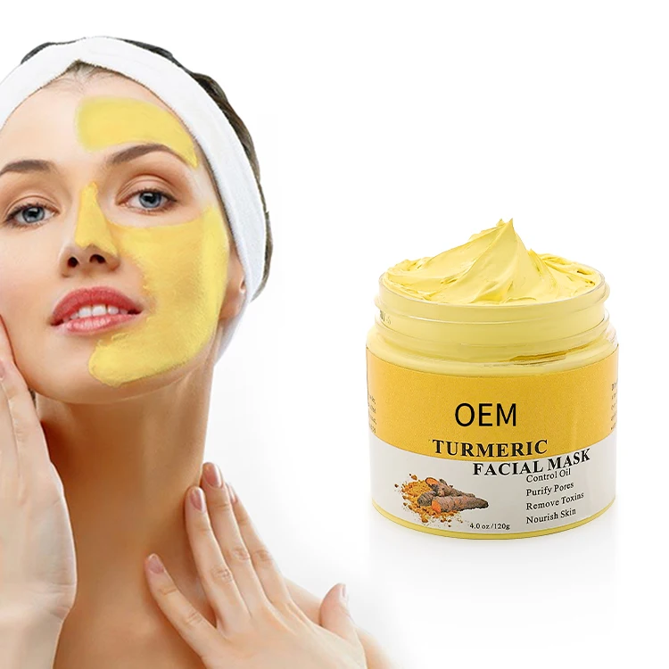 Private Label Natural Tumeric Facial Mask Exfoliation Anti Aging Moisturizing Facemask Mud Face Clay Turmeric Mask