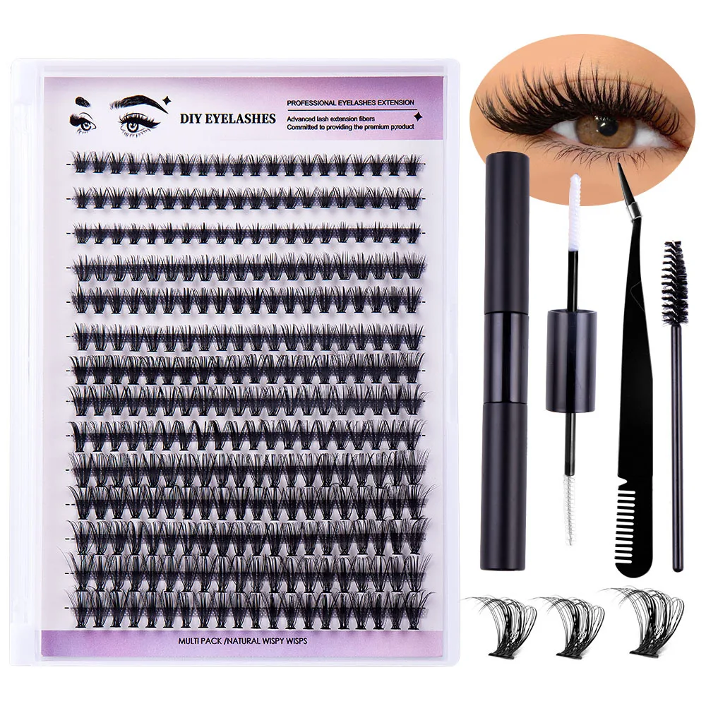 Lash clusters 0.07mm mix 280 clusters false eyelash 20D 30D 40D individual lashes cluster DIY eyelash extensions at home