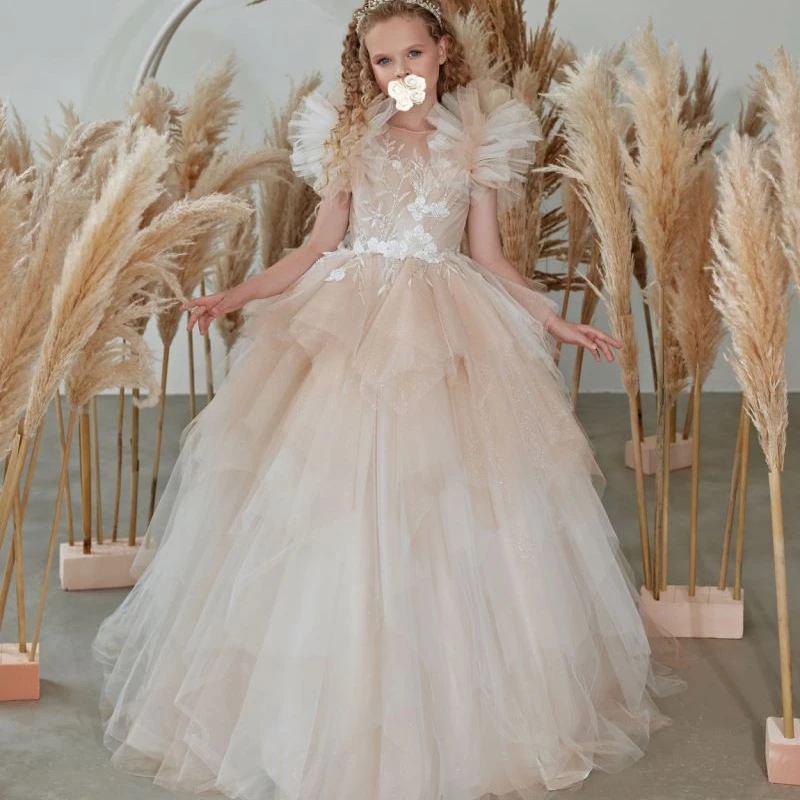 Yoliyolei New Arrival High Quality Backless Girl Dress Elegant Ruched Strapless Kids Long Shiny Satin Slip Prom Dress