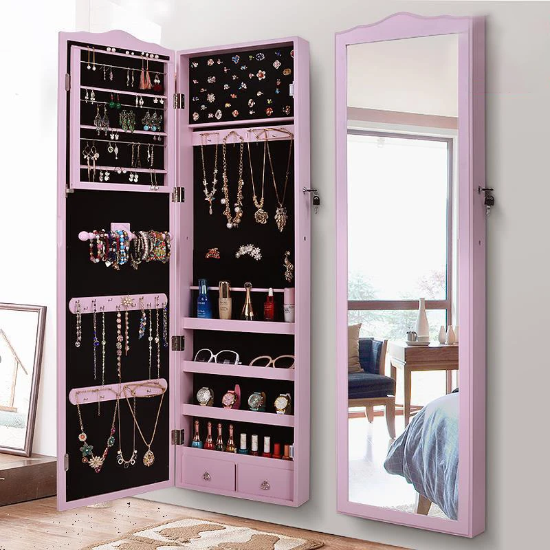 Шкаф для хранения в полную длину, простой комбинированный шкаф с зеркалом для хранения ювелирных изделий, встроенный шкаф для хранения