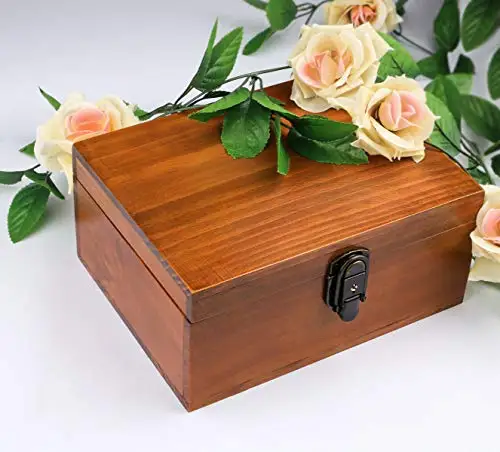 Wooden Souvenir Decorative Wooden box Vintage Craft Large wooden box with lock and key for jewelry gift box and home decor