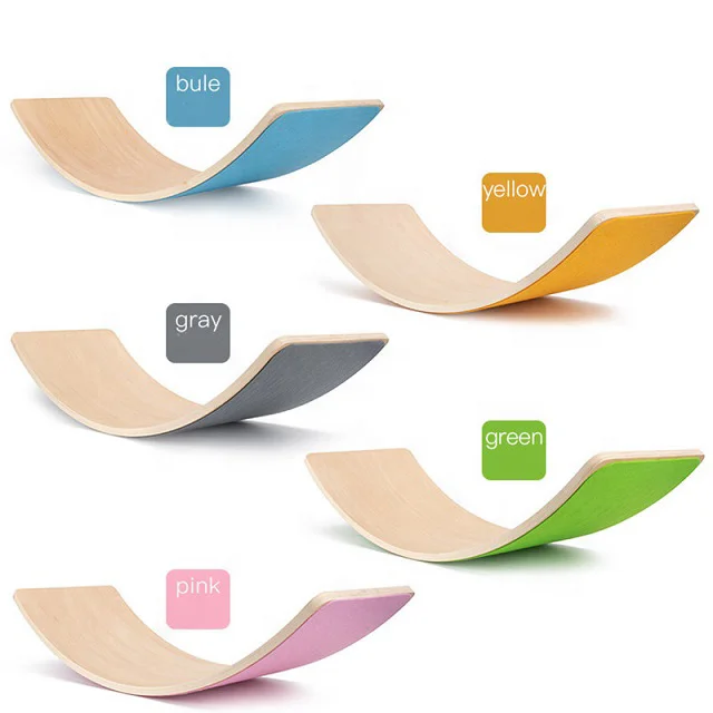 Wellshow Sport Fitness Wood Wobble Toy Kids Children Yoga Balance Board Curvy