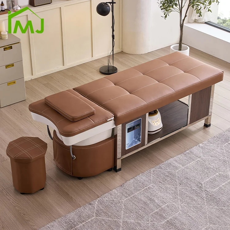 New arrival wood-panel combination salon hair washing head spa bed thai massage shampoo bed