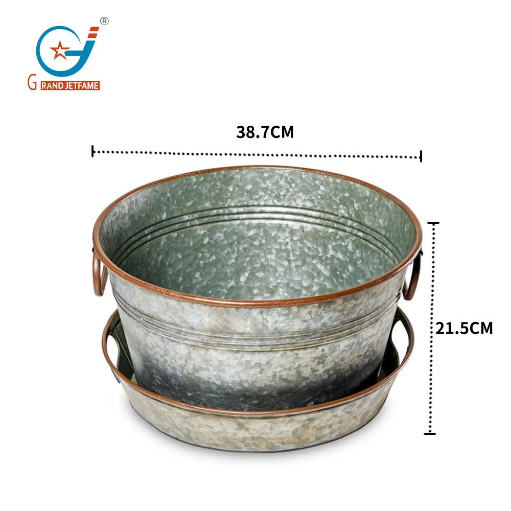 galvanized beverage tub and tray metal ice bucket set