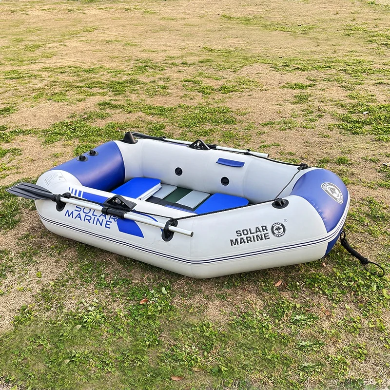 2 Person 200cm Inflatable Boat 0.7mm PVC High Quality Rowing Kayak Dinghy Hovercraft Ship Board Floor Professional with Oar Pump