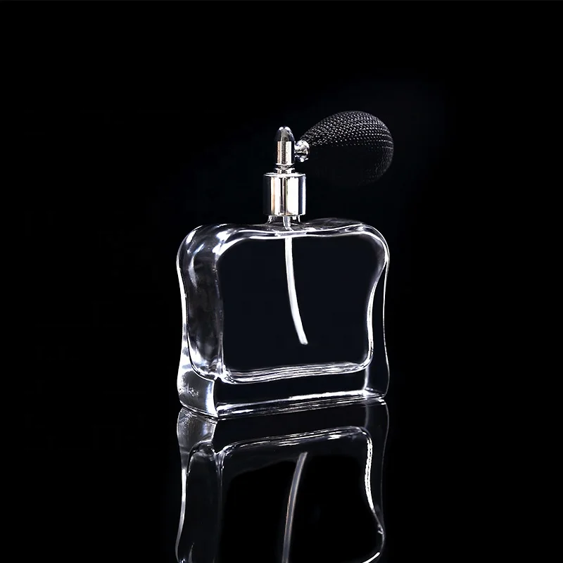 Flat square balloon atomizer perfume glass bottle airbag perfume 100ml bottle