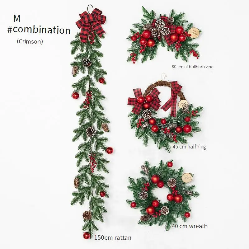 Christmas decoration upside down Christmas tree PE horn rattan wall decoration 45cm Christmas wreath