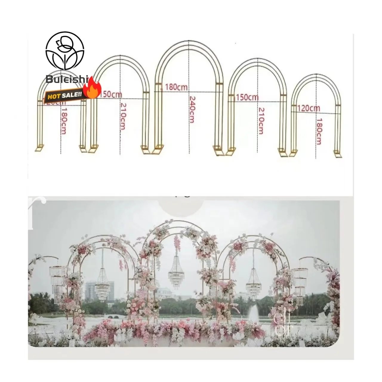 Wedding Arch Stand Gold Metal Stage Decoration Arch Frame Events Decor Birthday Party Backdrop Decoration Wedding Backdrop