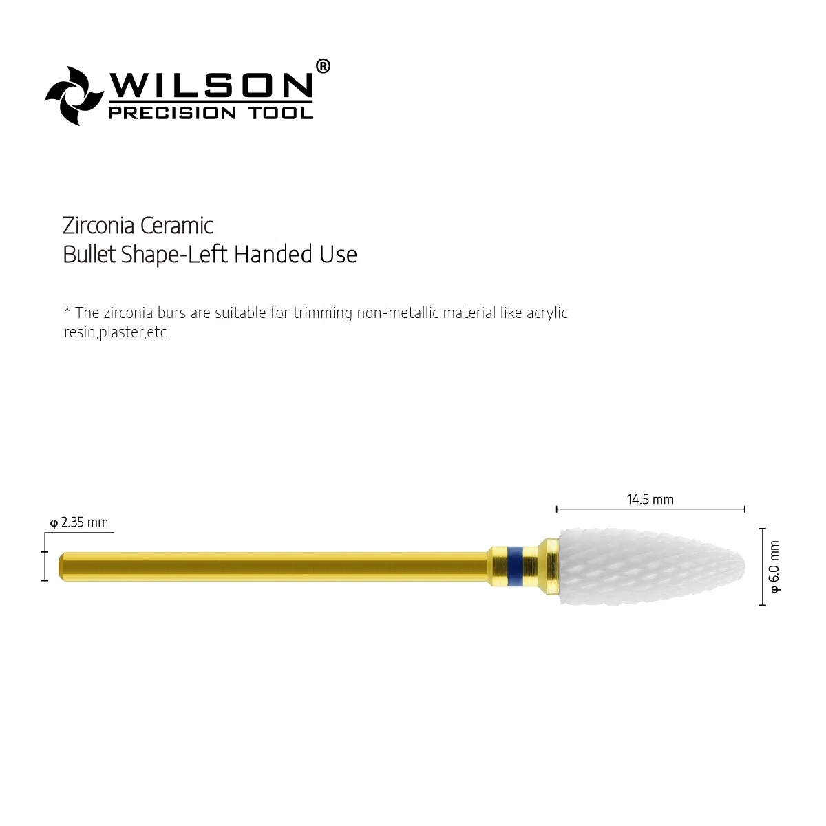 6605501 Low Vibration White Ceramic -  Zirconia Ceramic Burs / Dental bur Used For Acrylic/Plaster Left Handed Use